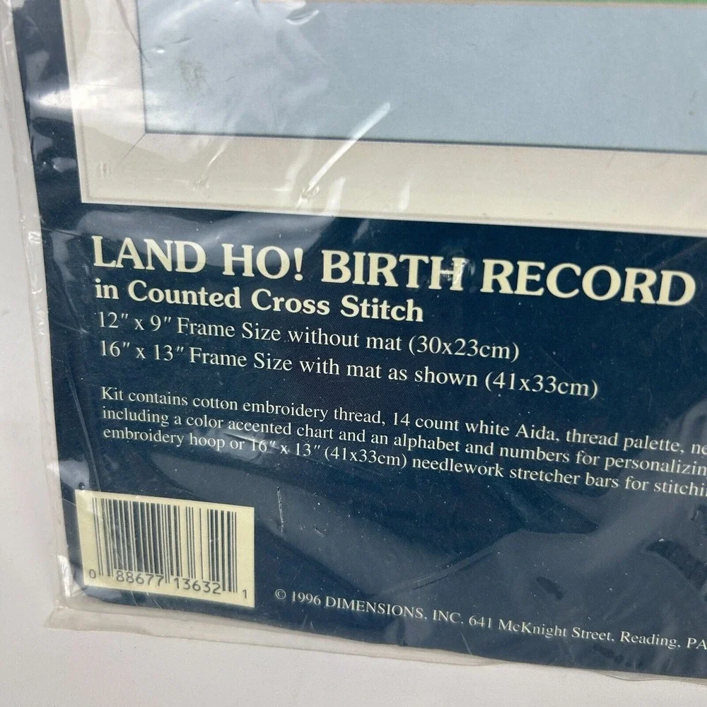 Dimension Sunset 13632 Baby Hugs Land Ho‎ Birth Record Counted Cross Stitch Kit